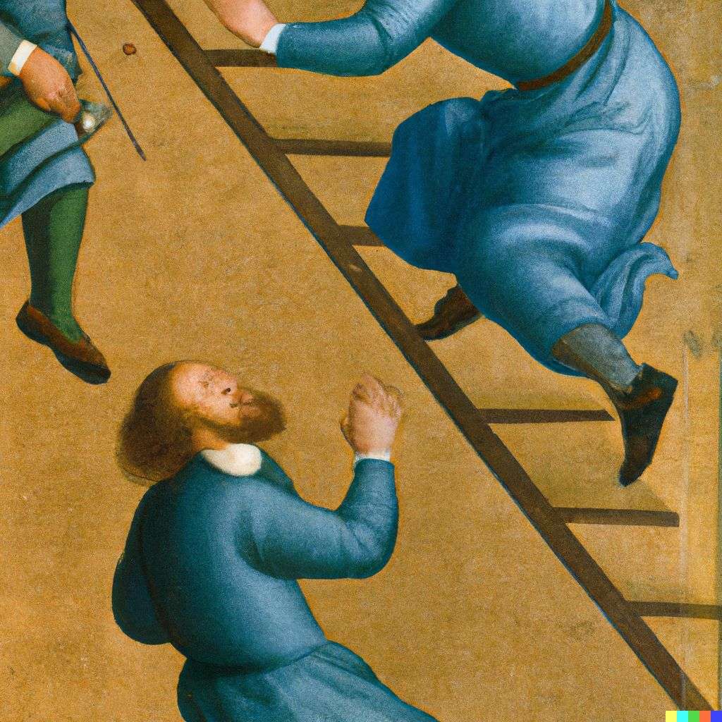 the discovery of gravity, painting from the 15th century